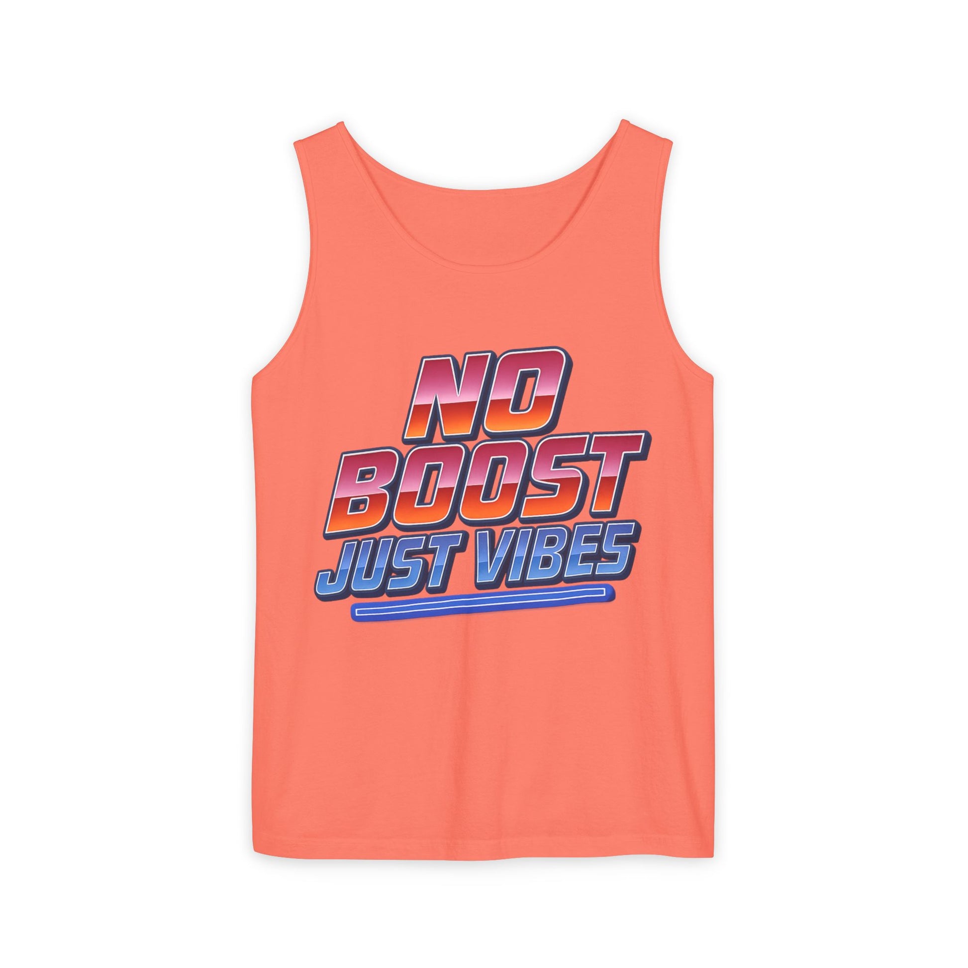 "No Boost, Just Vibes" - Vibrant Unisex Tank Top - Summer Apparel, Casual Wear, Pool Party, Beach Day, Gift for Friends