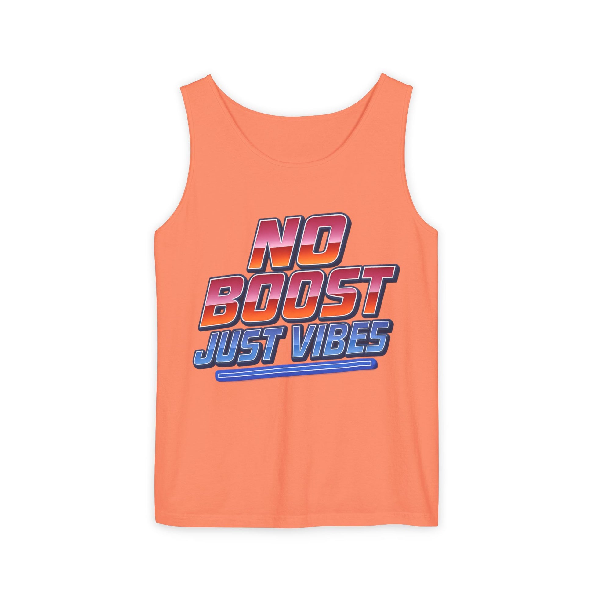 "No Boost, Just Vibes" - Vibrant Unisex Tank Top - Summer Apparel, Casual Wear, Pool Party, Beach Day, Gift for Friends