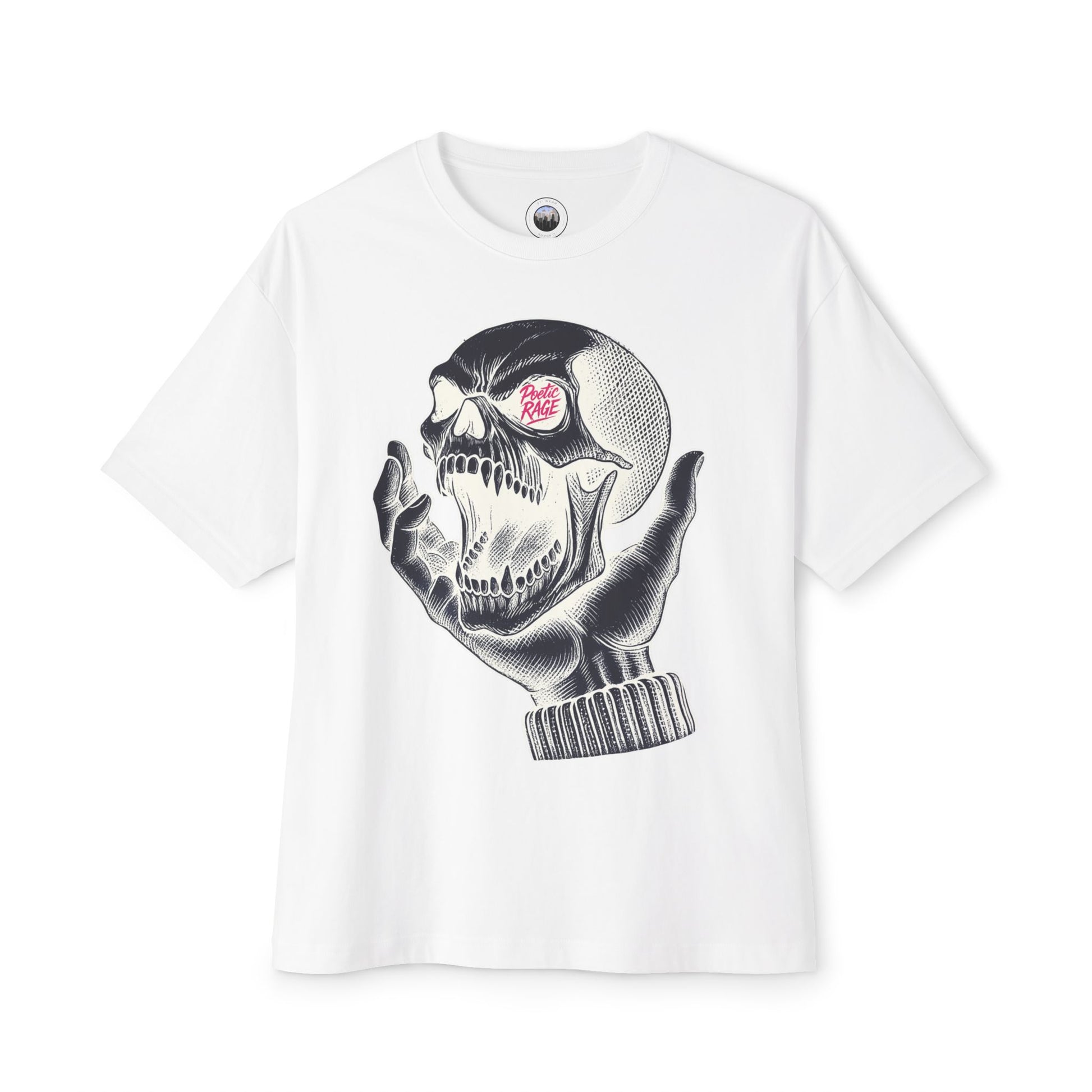 Leeric Series - Poetic Rage Inverted - Unisex Skull Graphic Oversized Tee, Casual Streetwear, Halloween T-Shirt, Unique Art Top, Gift for Him/Her