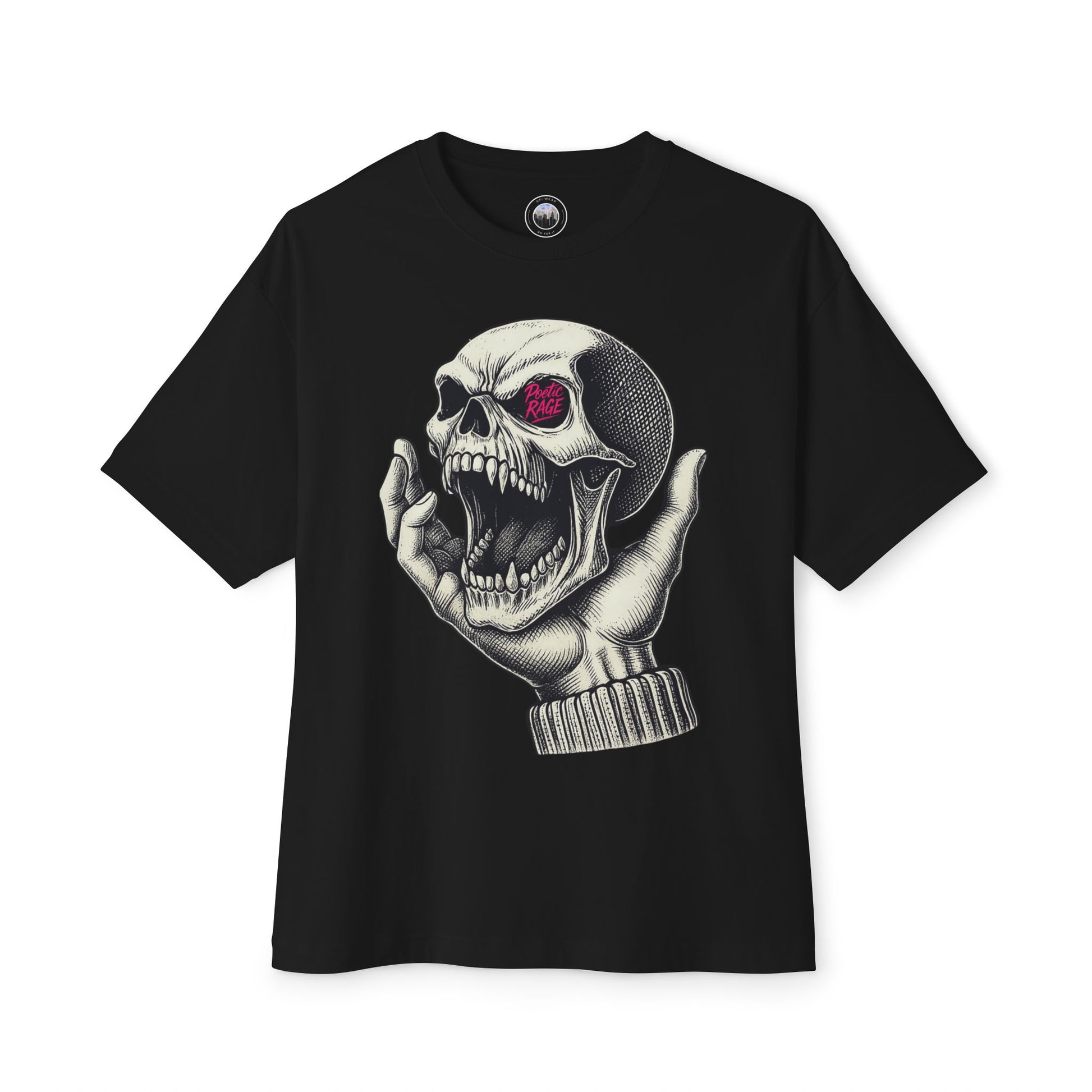 Leeric Series - Poetic Rage - Unisex Skull Graphic Oversized Tee, Casual Streetwear, Halloween T-Shirt, Unique Art Top, Gift for Him/Her