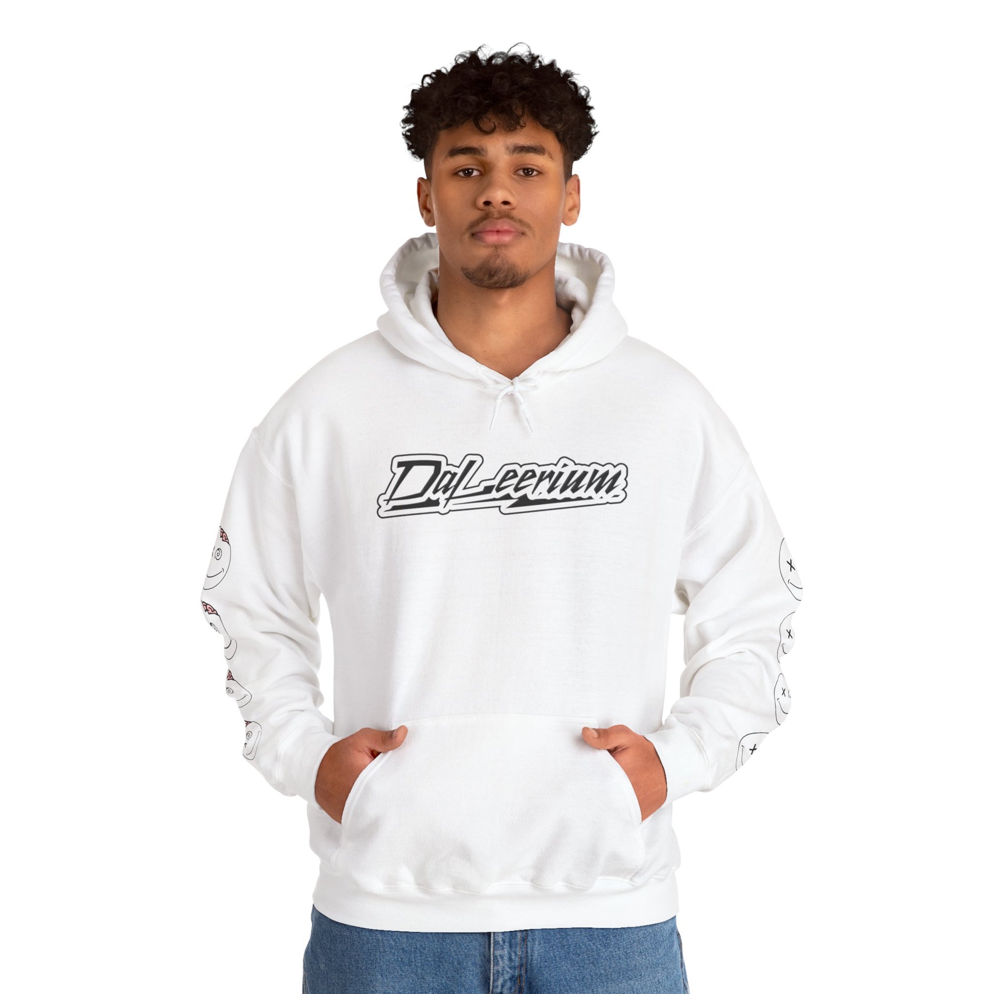 DaLeerium - Black Lettering and Logo Sleeve - Unisex Heavy Blend™ Hooded Sweatshirt