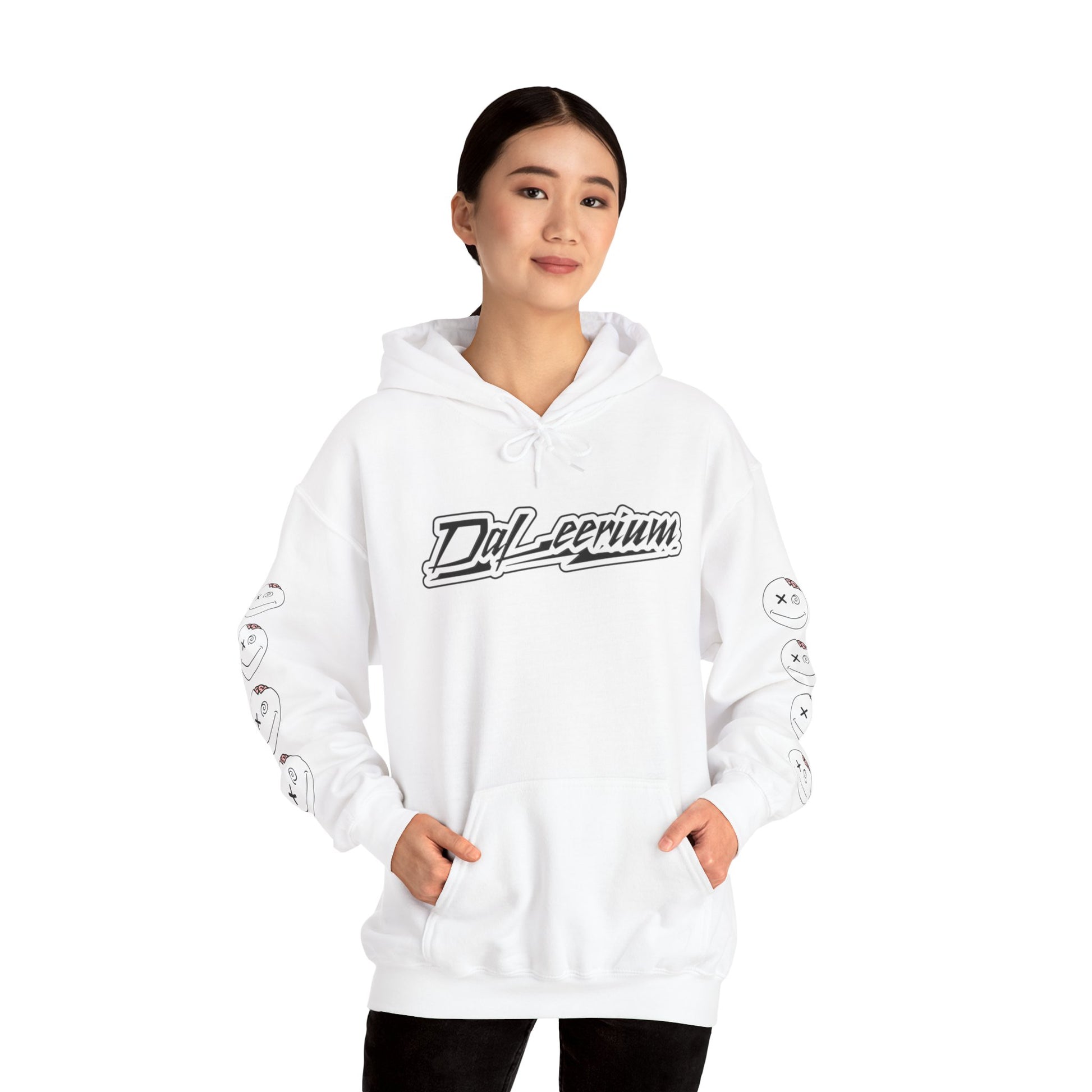 DaLeerium - Black Lettering and Logo Sleeve - Unisex Heavy Blend™ Hooded Sweatshirt