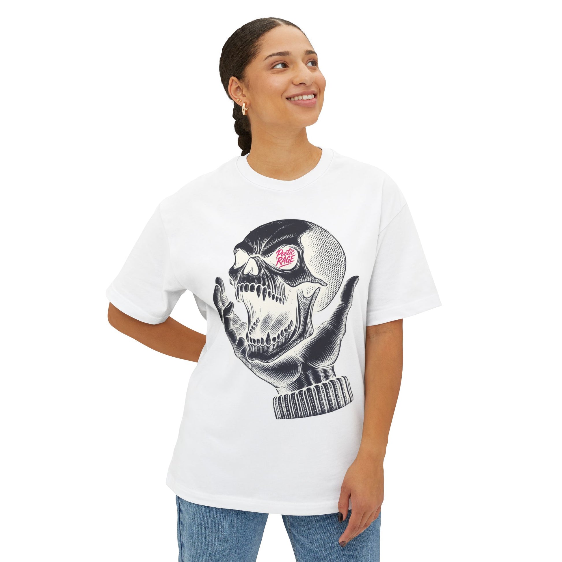 Leeric Series - Poetic Rage Inverted - Unisex Skull Graphic Oversized Tee, Casual Streetwear, Halloween T-Shirt, Unique Art Top, Gift for Him/Her