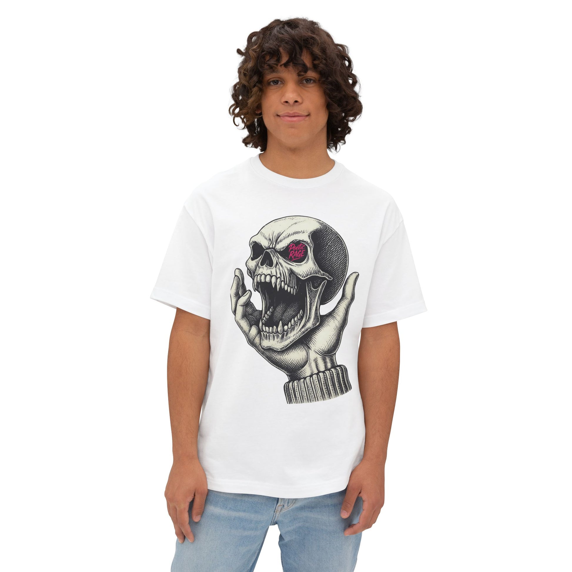 Leeric Series - Poetic Rage - Unisex Skull Graphic Oversized Tee, Casual Streetwear, Halloween T-Shirt, Unique Art Top, Gift for Him/Her