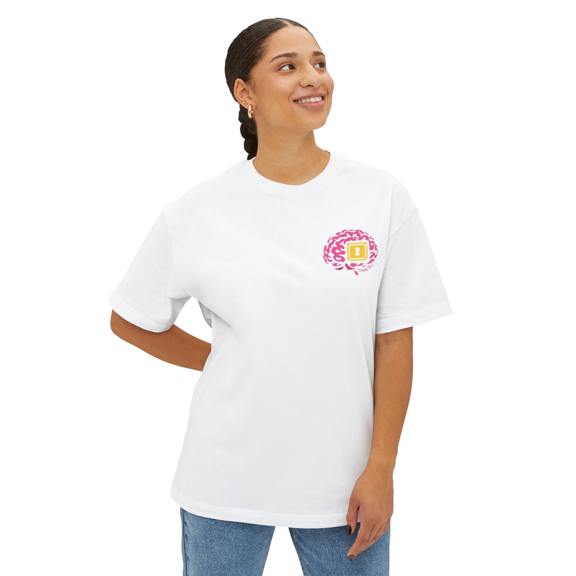 Leeric Series - Thoughts Locked Away - Chic Oversized Tee, Casual Unisex Boxy Tee, Streetwear Top, Summer Statement Shirt, Relaxed Fit Graphic Tee