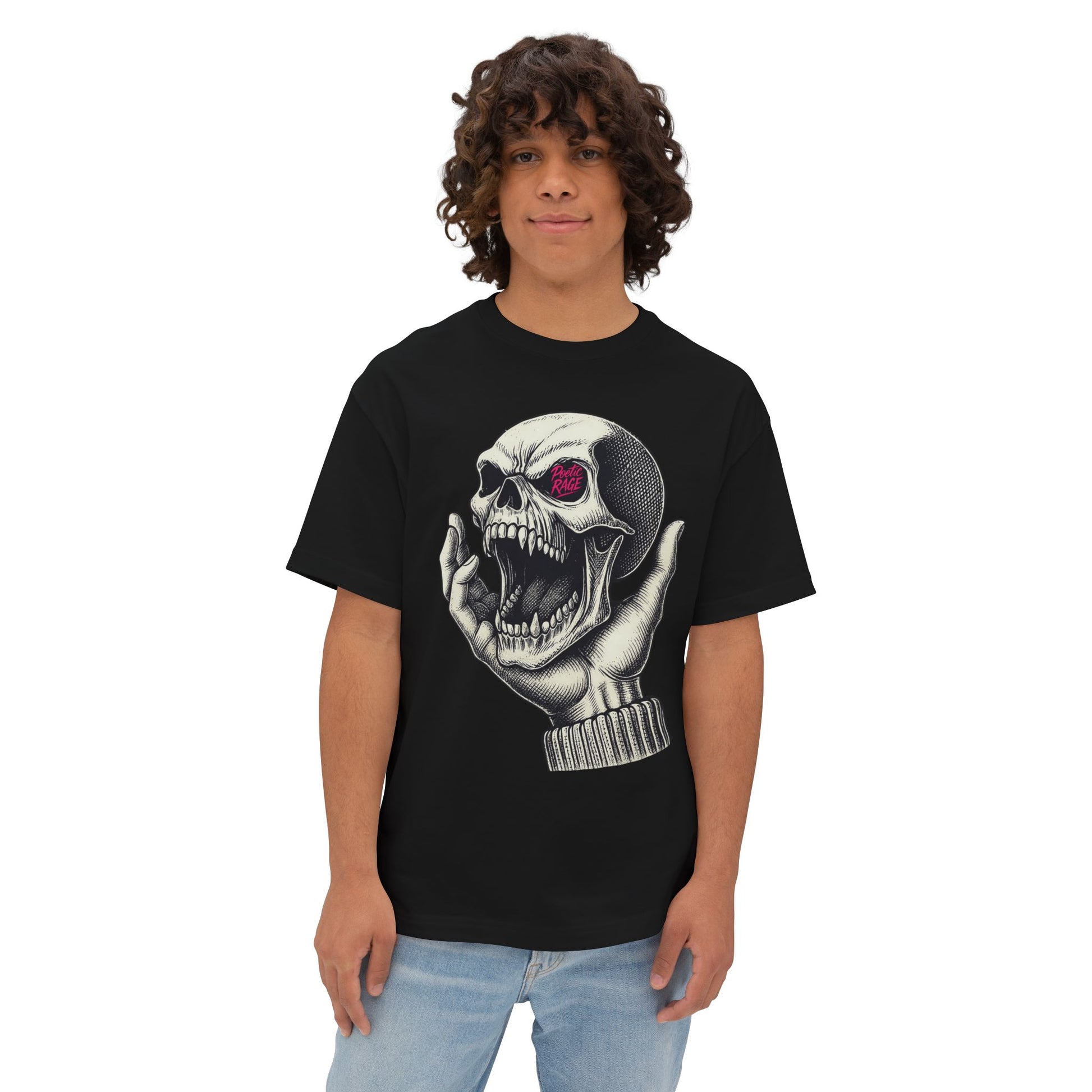 Leeric Series - Poetic Rage - Unisex Skull Graphic Oversized Tee, Casual Streetwear, Halloween T-Shirt, Unique Art Top, Gift for Him/Her