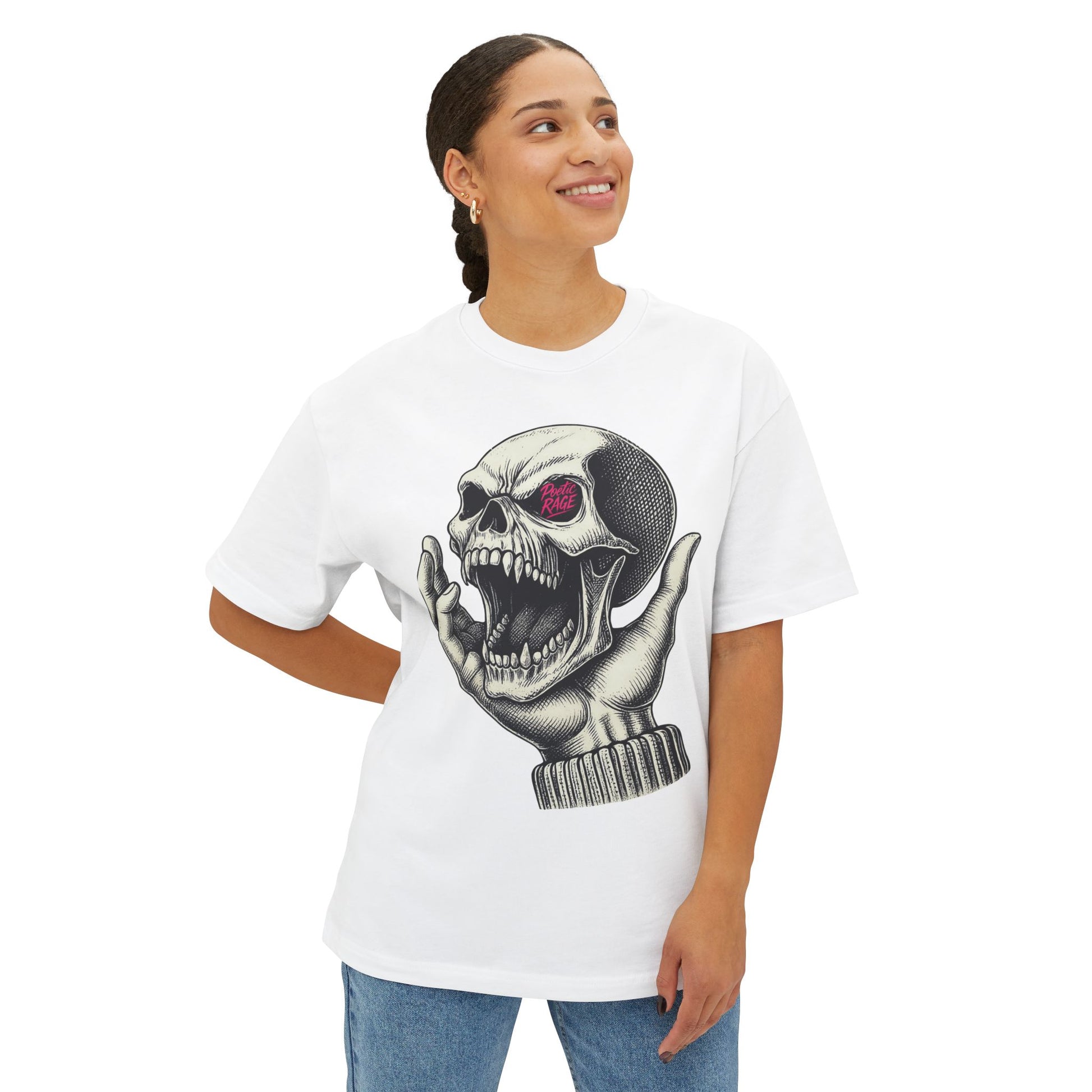 Leeric Series - Poetic Rage - Unisex Skull Graphic Oversized Tee, Casual Streetwear, Halloween T-Shirt, Unique Art Top, Gift for Him/Her
