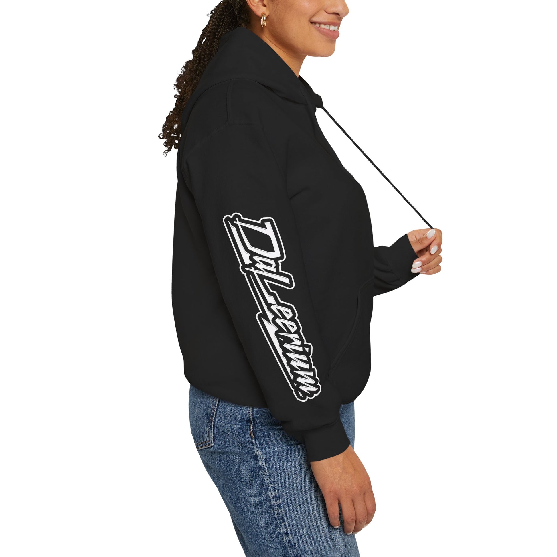 DaLeerium - Logo and Lettering Sleeve - Hoodie, Unisex Sweatshirt, Casual Streetwear, Perfect for Gifts, Everyday Wear, Artistic Apparel