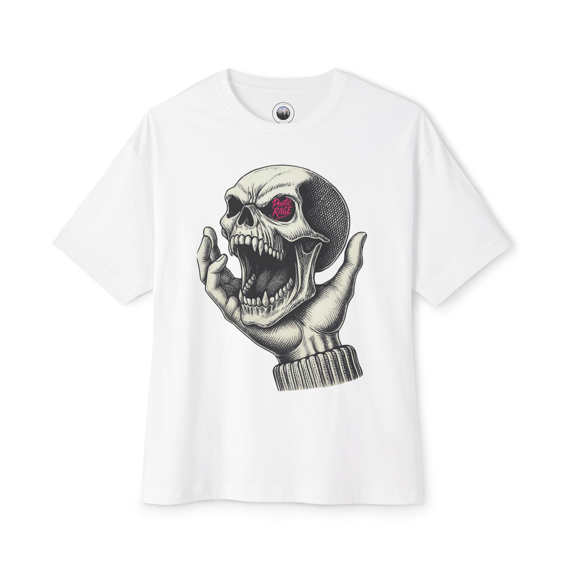 Leeric Series - Poetic Rage - Unisex Skull Graphic Oversized Tee, Casual Streetwear, Halloween T-Shirt, Unique Art Top, Gift for Him/Her