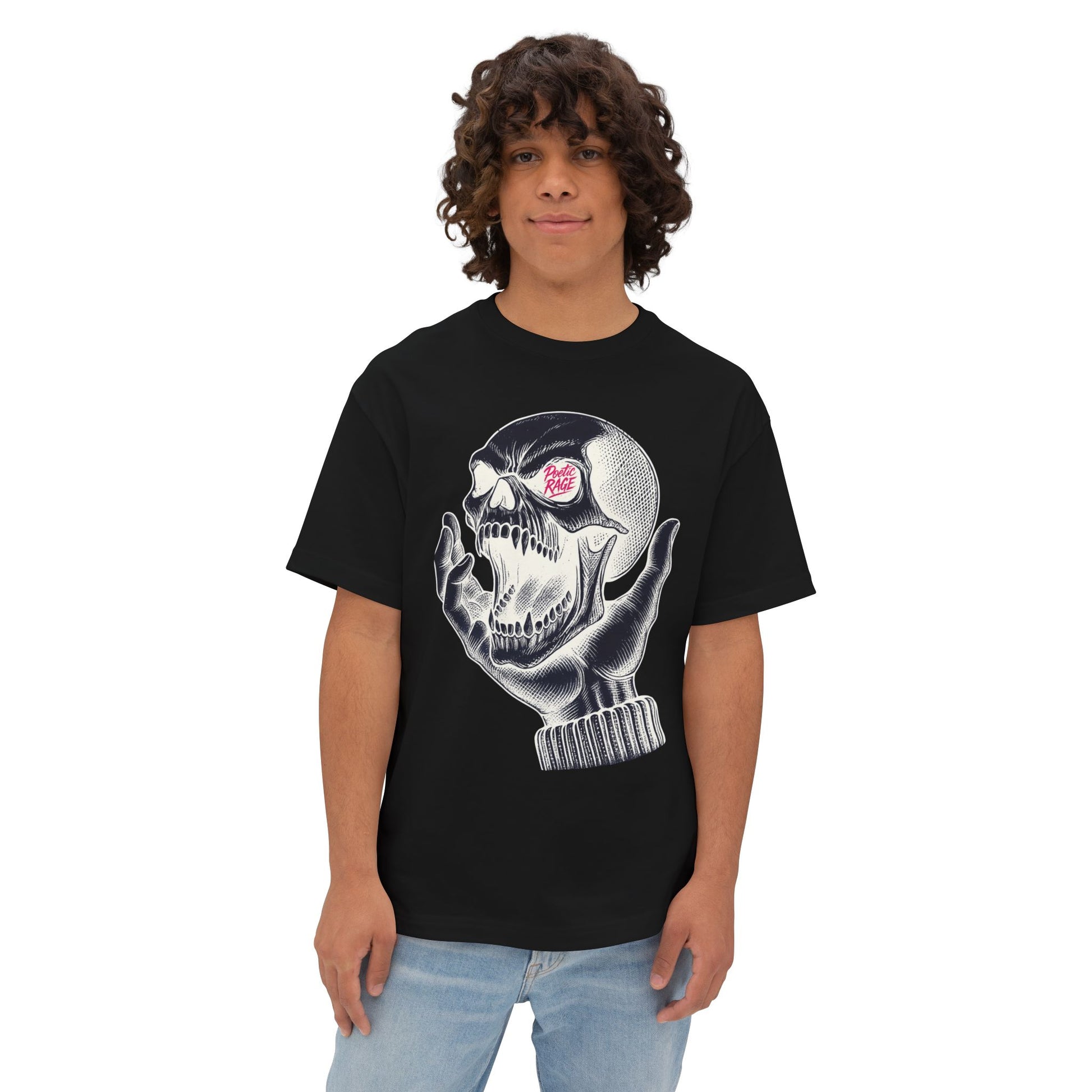 Leeric Series - Poetic Rage Inverted - Unisex Skull Graphic Oversized Tee, Casual Streetwear, Halloween T-Shirt, Unique Art Top, Gift for Him/Her