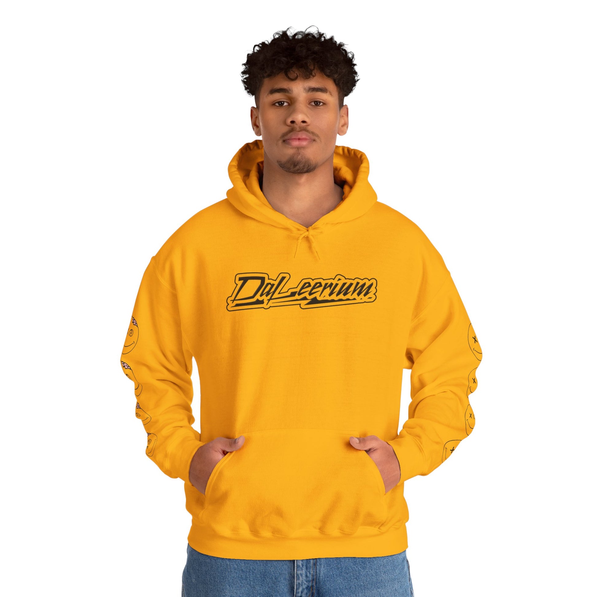 DaLeerium - Black Lettering and Logo Sleeve - Unisex Heavy Blend™ Hooded Sweatshirt