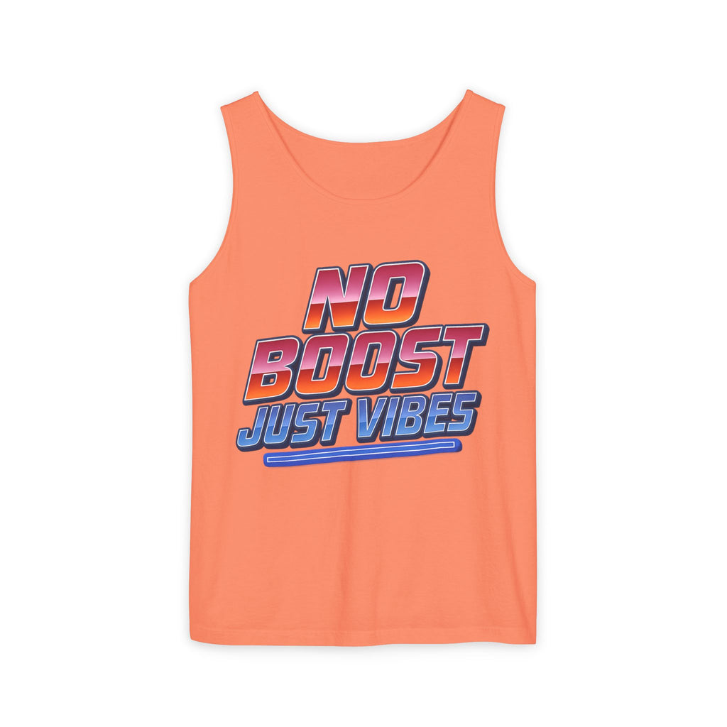 "No Boost, Just Vibes" - Vibrant Unisex Tank Top - Summer Apparel, Casual Wear, Pool Party, Beach Day, Gift for Friends