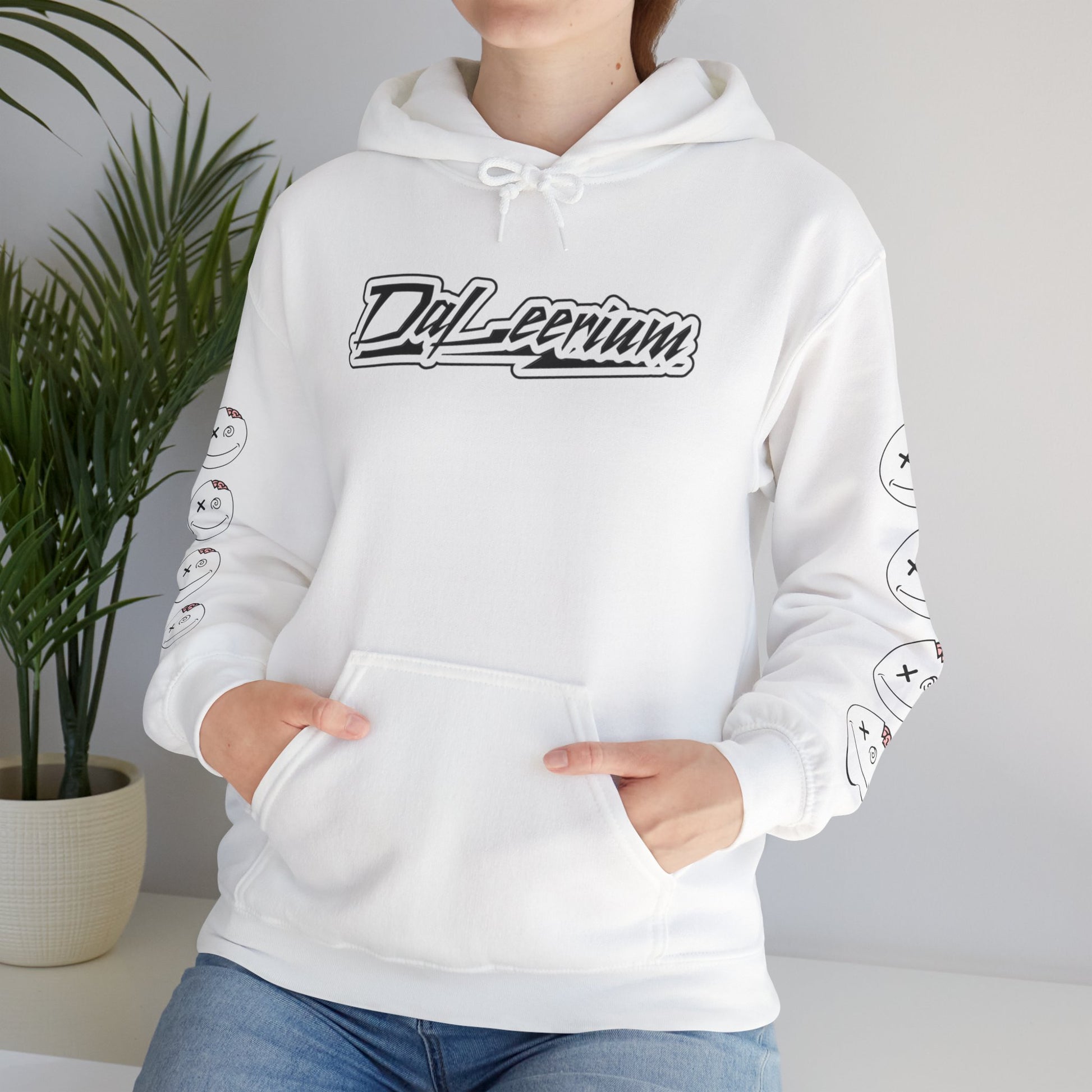 DaLeerium - Black Lettering and Logo Sleeve - Unisex Heavy Blend™ Hooded Sweatshirt
