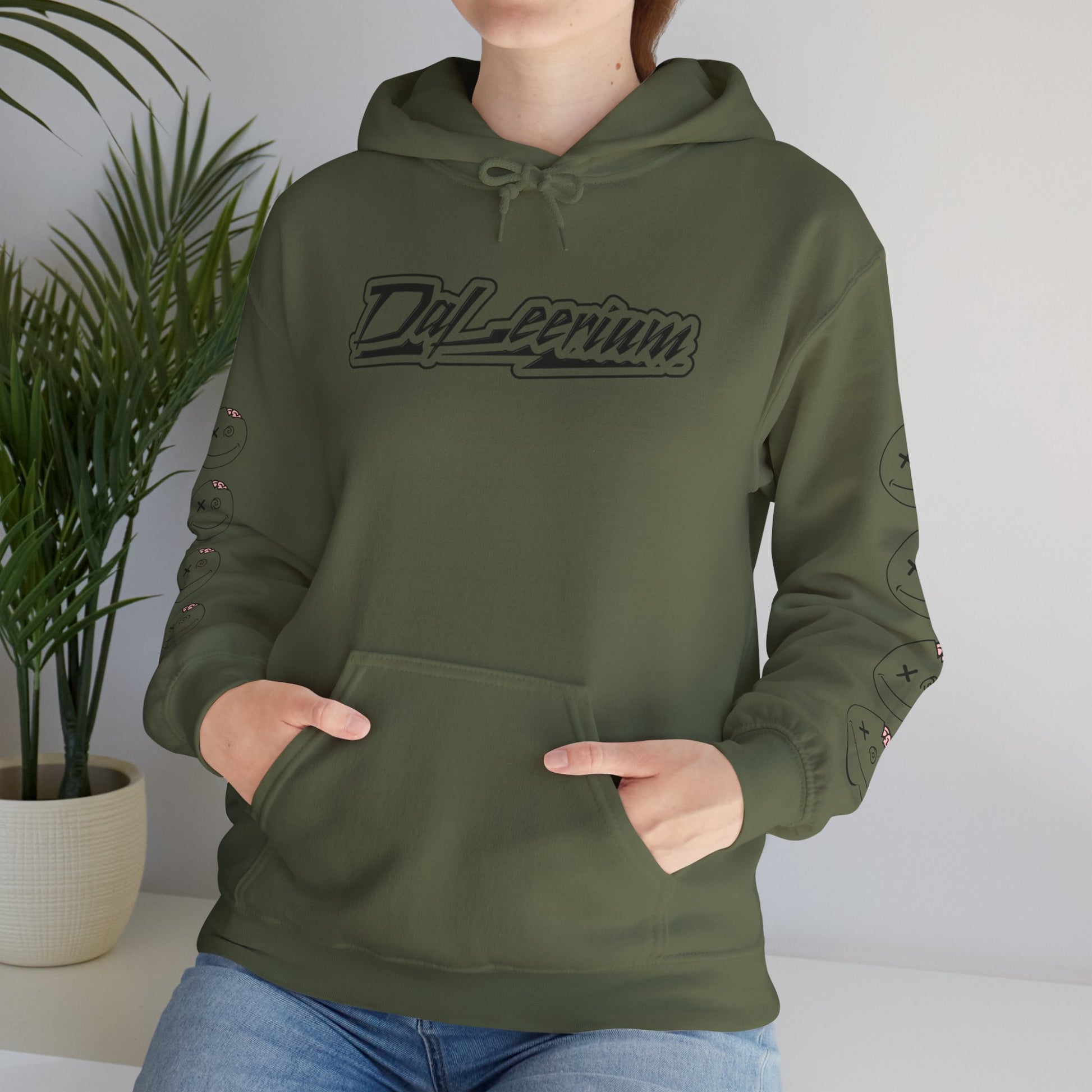 DaLeerium - Black Lettering and Logo Sleeve - Unisex Heavy Blend™ Hooded Sweatshirt
