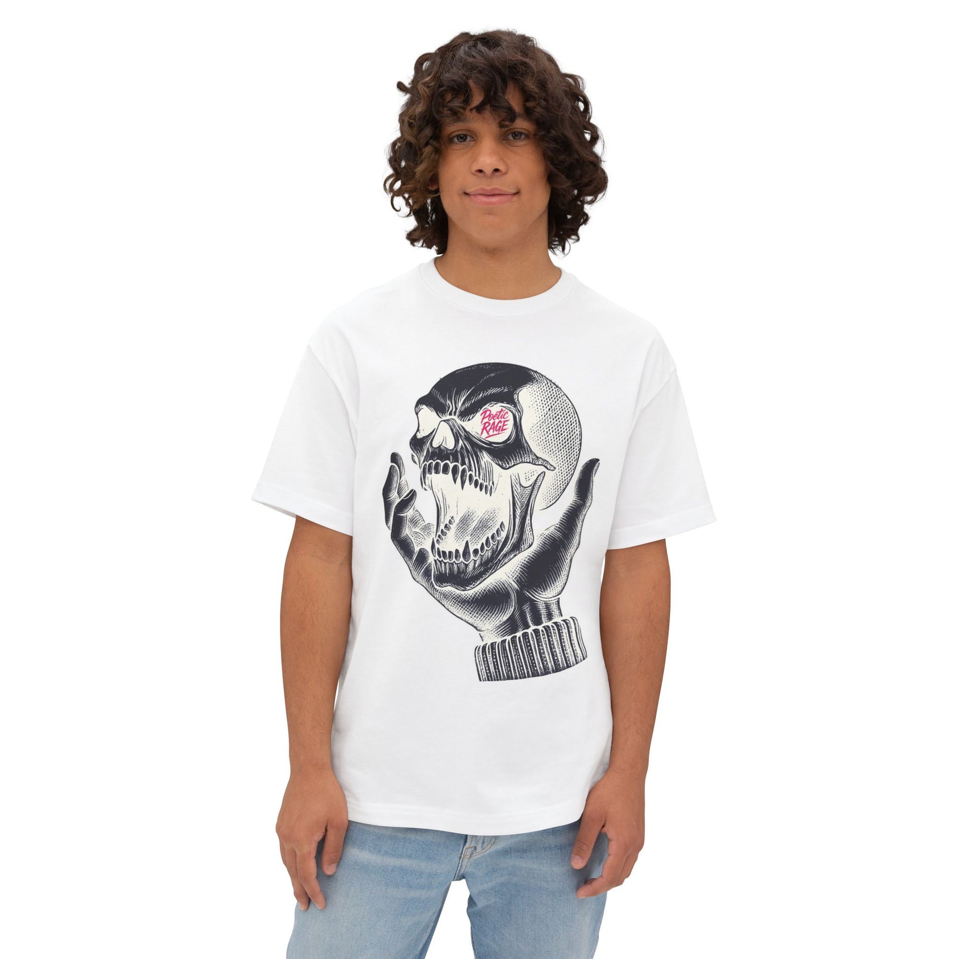 Leeric Series - Poetic Rage Inverted - Unisex Skull Graphic Oversized Tee, Casual Streetwear, Halloween T-Shirt, Unique Art Top, Gift for Him/Her