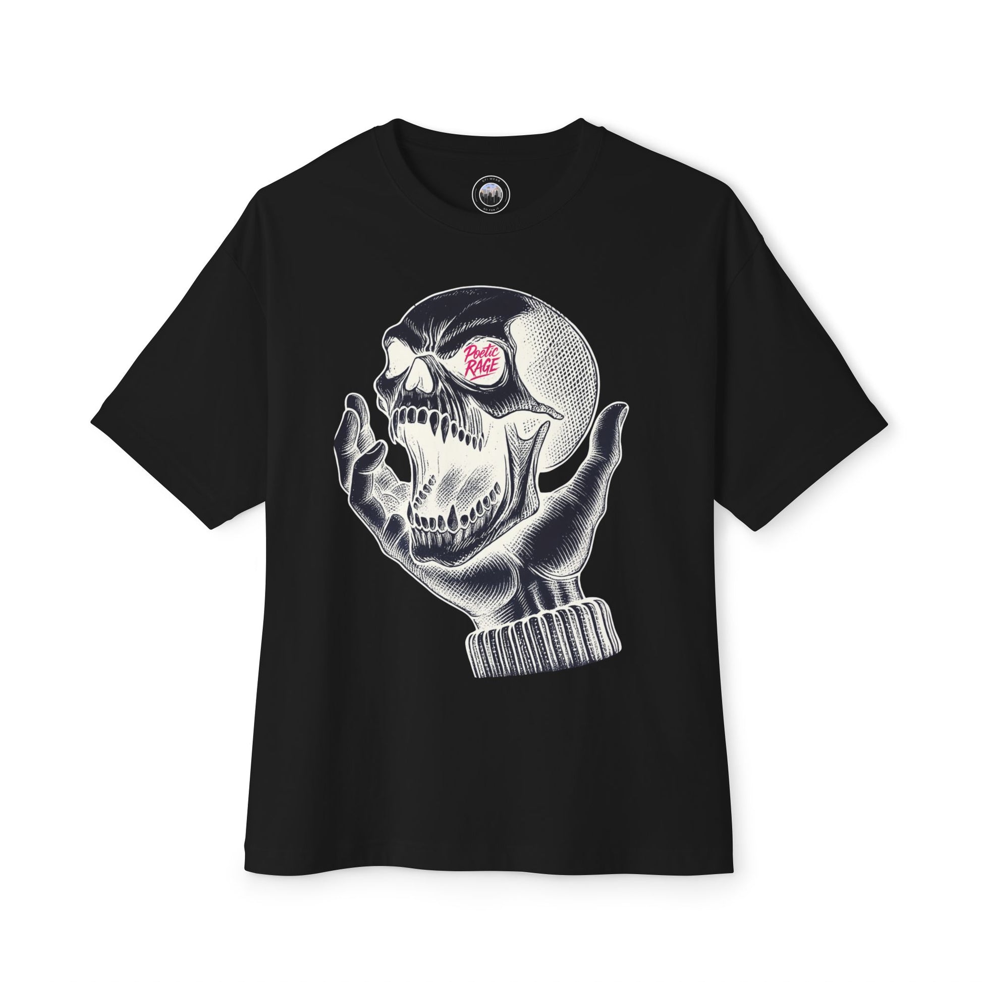 Leeric Series - Poetic Rage Inverted - Unisex Skull Graphic Oversized Tee, Casual Streetwear, Halloween T-Shirt, Unique Art Top, Gift for Him/Her