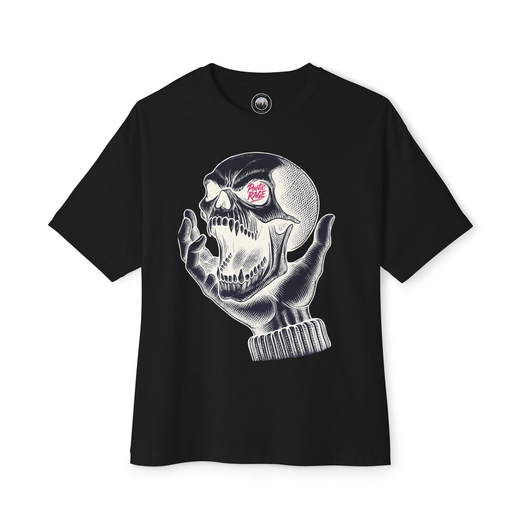 Leeric Series - Poetic Rage Inverted - Unisex Skull Graphic Oversized Tee, Casual Streetwear, Halloween T-Shirt, Unique Art Top, Gift for Him/Her